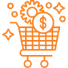 Shopping cart icon representing online shopping, sales growth, and AI-powered e-commerce optimization