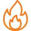 Flame icon representing high performance, growth, and trending activity
